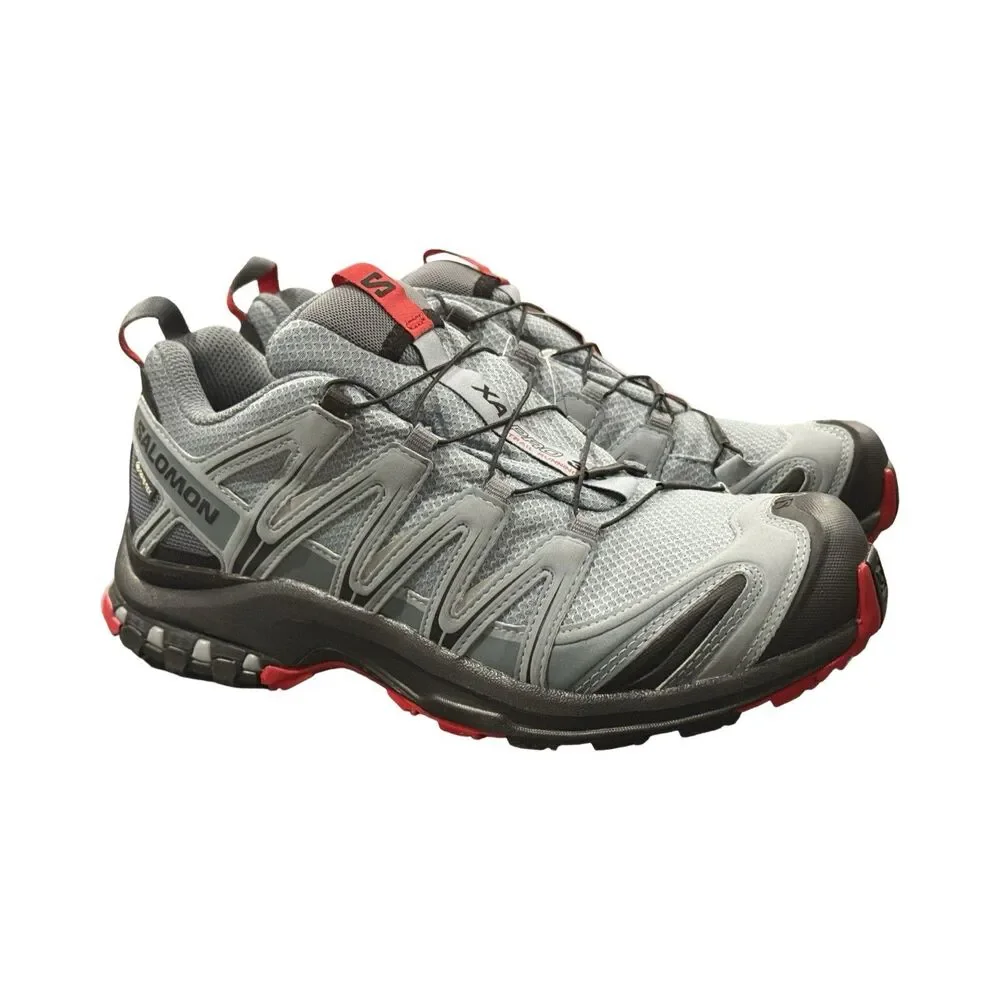 Size 8 Salomon XA Pro 3D GTX Lead Black Cherry Red Mens Trail Shoes 407894